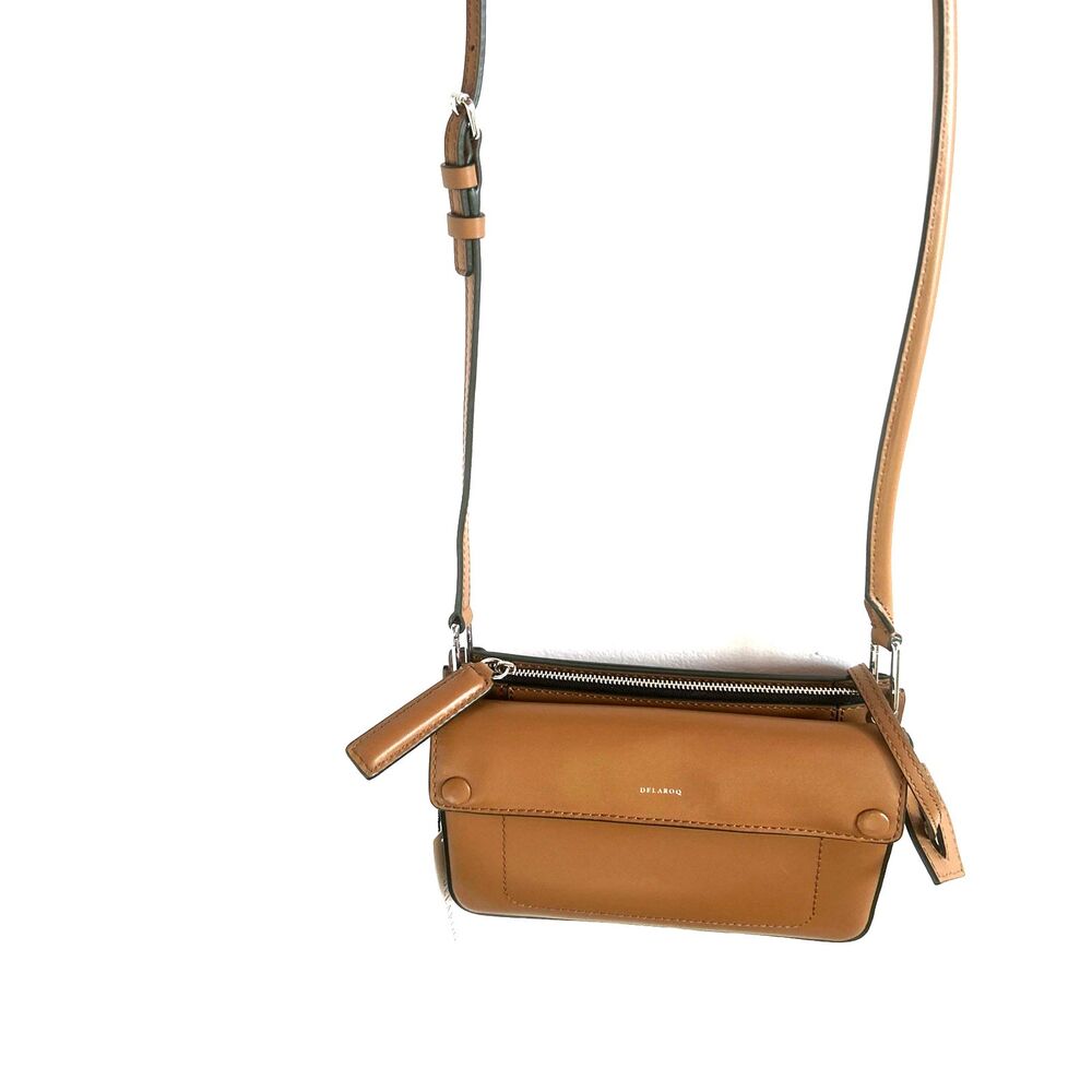 DELAROQ Triplo Caramel Leather Crossbody/Shoulder Bag W/ Adjustable Strap NEW - Picture 6 of 13